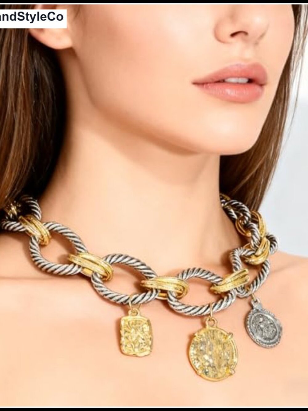 Vintage Coin Medallion Choker Necklace Women Statement Jewelry Cable Rope Chain - Picture 6 of 6